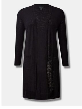 🖤Torrid Black Long Open-Front Duster Cardigan- flattering & versatile.